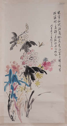 CHINESE SCROLL PAINTING OF FLOWER