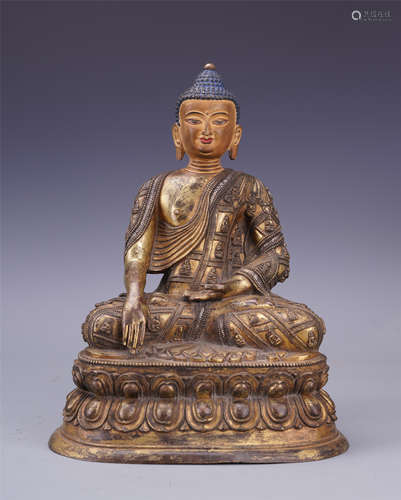 TIBETAN GILT BRONZE SEATED BHAISAJYAGURU