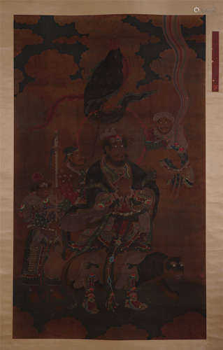 CHINESE SCROLL PAINTING OF STANDING WARRIORS