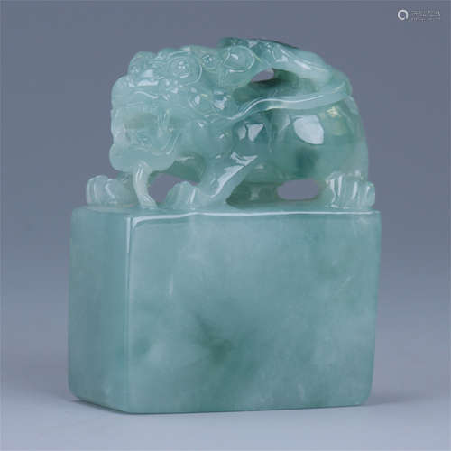 CHINESE JADEITE BEAST SEAL