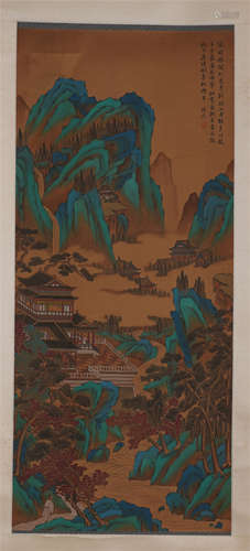 CHINESE SCROLL PAINTING OF MOUNTAIN VIEWS