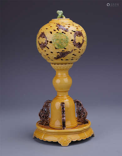 CHINESE PORCELAIN SANCAI INCENSE CAGE