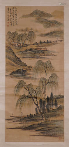 CHINESE SCROLL PAINTING OF MOUNTAIN VIEWS