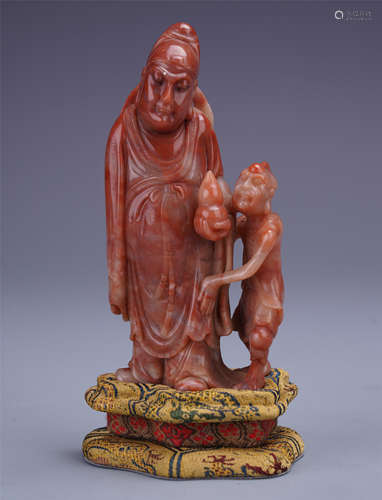 CHINESE SOAPSTONE STANDING FIGURE TABLE ITEM