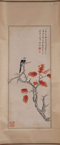 CHINESE SCROLL PAINTING OF BIRD AND FLOWER