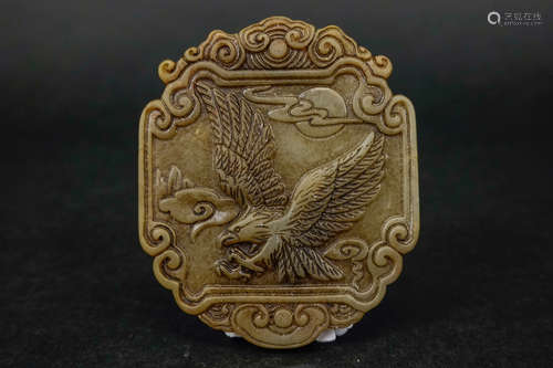 A JADE TABLET CRAVED WITH FLYING EAGLE