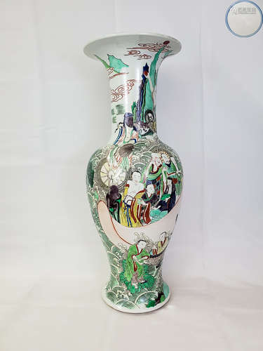 A QING DYNASTY WUCAI FAIRY STORY PATTERN VASE