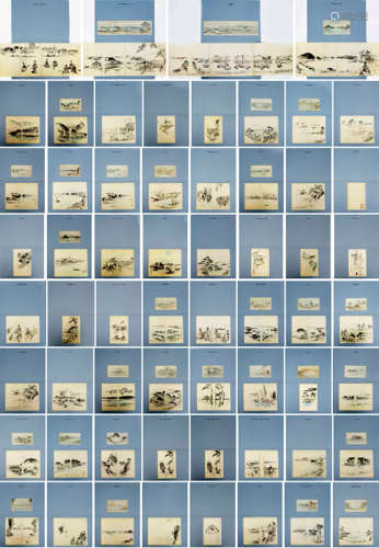 歌川广重 《武相名所旅绘画日记》（全木版画 56 枚，解说册一本）豪华大型限量收藏套盒
