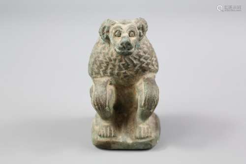 Antiquity - Stone Carving of a Seated Lion, approx 9 cms h