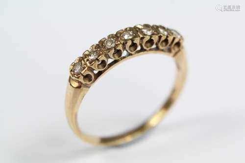 Antique 9ct Gold Diamond Ring, the ring set with seven diamonds, size R, approx 2