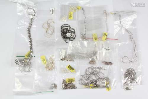 A Quantity of Silver Neck Chains, approx 50, unopened, approx 250 gms
