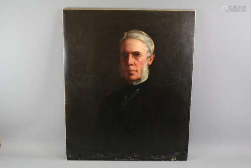 A Victorian Oil on Canvas Half Portrait of a Clergyman, approx 63 w x 77h cms, artist unknown and unframed