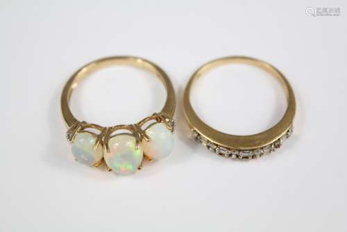 Miscellaneous 9ct Gold Rings, including Moonstone size R, White-stone size R,, approx 6 gms