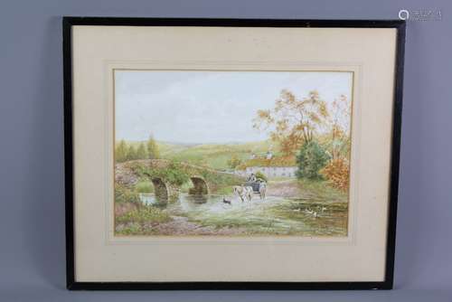 Sidney Watts Victorian Water-colour; the water-colour depicting a rural scene, approx 35 x 25 cms, signed lower right, glazed and framed