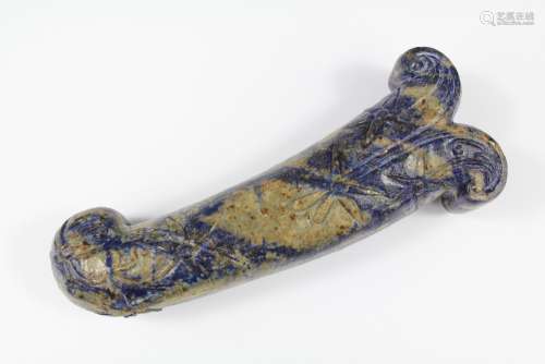 An Antique Indian Carved Lapis Dagger Handle