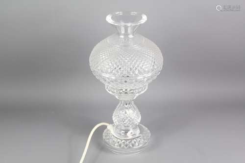 A Waterford Crystal Cut-glass Table Lamp; the lamp in two sections, approx 35 cms h