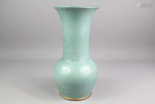 Tobias Harrison Studio Pottery Vase, green glaze, approx 28 cms h, incised marks to base