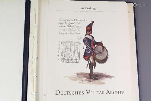 German Military Archive, editions contained in eight faux-leather ring binders documenting the military history of German from the 16th Century through to the 20th Century, fully illustrated with topics including uniforms, battles, skirmishes and tactics