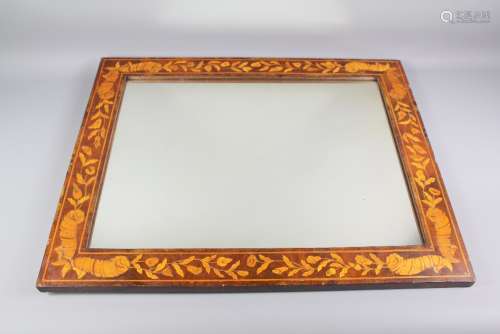 A Decorative Mirror, with foliate in-laid frame, approx 59 x 74 cms