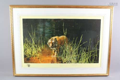 David Shepherd Wildlife Artist CBE,OBE, FGRA, FRSA Limited Edition Print entitled 'Jungle Gentlemen', nr 647/2000, signed in the margin, with publishers blind stamp, approx 78 w x 49 h cms, framed and glazed