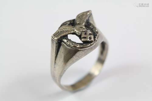 A German WWII Era Nazi Silver Ring, stamped 800, size Y