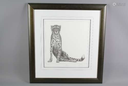 Gary Hodges Wildlife Artist (1954-  ) Limited Edition Print, entitled 'Cheetah' nr 863/1250, signed in the margin, approx 37 w x 40 h cms, framed and glazed