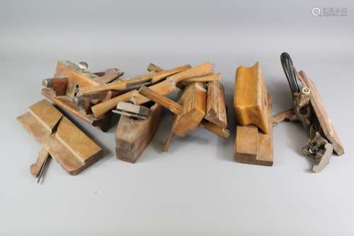 A Selection of Vintage Molding Planes: the planes include block planes, grooving planes and spoke shaves amongst others