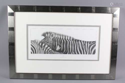 Gary Hodges Wildlife Artist (1954-  ) Limited Edition Print entitled 'Zebra' nr 841/860, signed in the margin, approx 46 w x 18 cms, framed and glazed