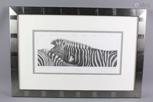 Gary Hodges Wildlife Artist (1954-  ) Limited Edition Print entitled 'Zebra' nr 841/860, signed in the margin, approx 46 w x 18 cms, framed and glazed