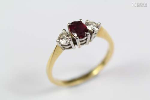 An Antique 18ct Yellow Gold Ruby and Diamond Ring