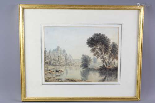 George Pickering (1794-1857) Watercolour entitled 'Bridgnorth' approx 30 x 22 cms, Ruskin and Heather Newman Gallery labels to verso, framed and glazed