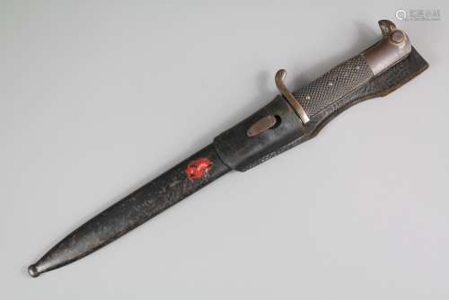 A German WWII Era Standard Issue Mauser Bayonet, scabbard painted with a winged lion