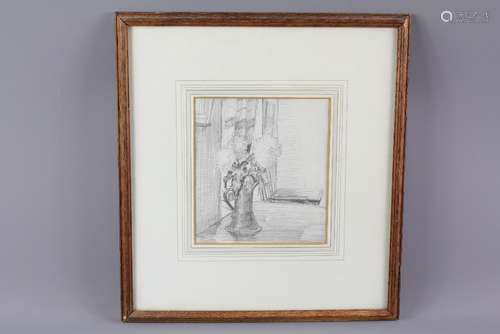 James Bolivar Manson Pencil Drawing Floral Still Life, approx 16 x 17 cms, glazed and framed