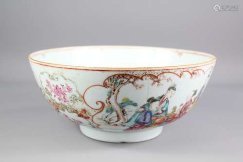 Chinese Famille-Rose Bowl, painted with figures in a garden, approx 27 x 14 cms h (very fine crack)