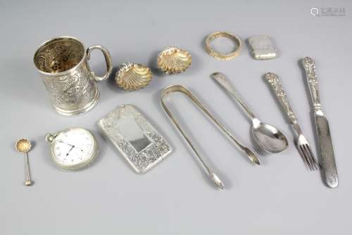 Miscellaneous Silver; this lot includes a silver card case Birmingham hallmark, mm W