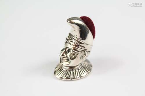 A Silver Pin Cushion; modelled as Mr Punch, approx 30 mm h, approx 13