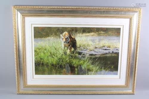 David Shepherd Wildlife Artist CBE, OBE, FGRA, FRSA Silkscreen Print, entitled 'The Bandipur Tiger', nr 345/350, signed in the margin, framed and glazed