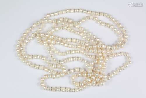 White Fresh Water Pearl Necklace: pearls approx 7 mm, approx 240 cms