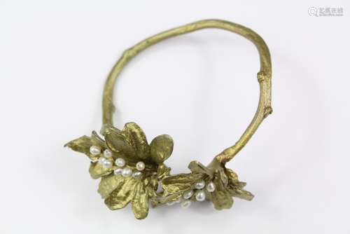 Silver and Seed Pearl Floral Bracelet by Michael Michaud for 'Silver Seasons', approx
