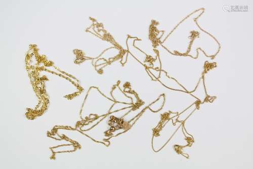 Six Fine 9ct Yellow Gold Chains, the first 75 cms and the others approx 42 cms, approx 4