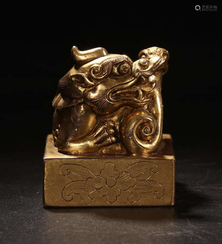 A GILT BRONZE 'XUANWU' SEAL