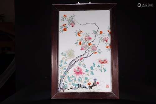 A LIGHT RED FLOWER PATTERN PORCELAIN PAINTING BOARD