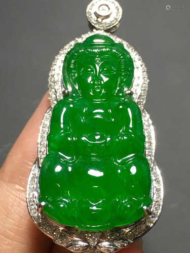 A ICY GREEN JADEITE CARVED 