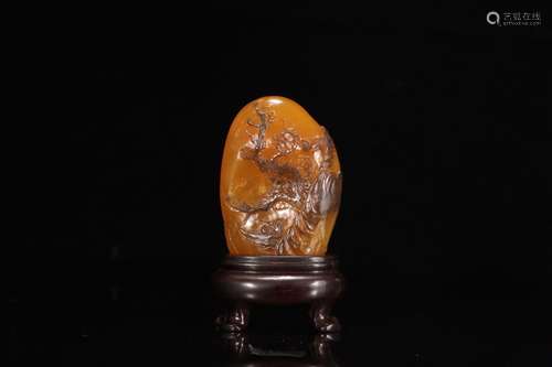 A RAVEN SKIN TIANHUANG STONE ORNAMENT