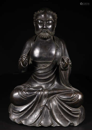 A BODHIDHARMA BRONZE BUDDHA