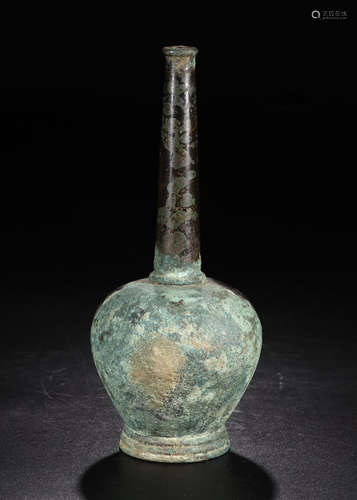 A SILVER LONG NECK VASE