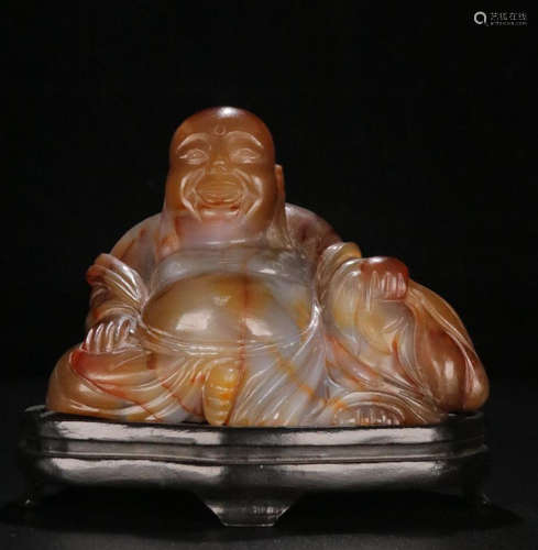 A  FIGURE OF  MAITREYA  AGATE  BUDDHA