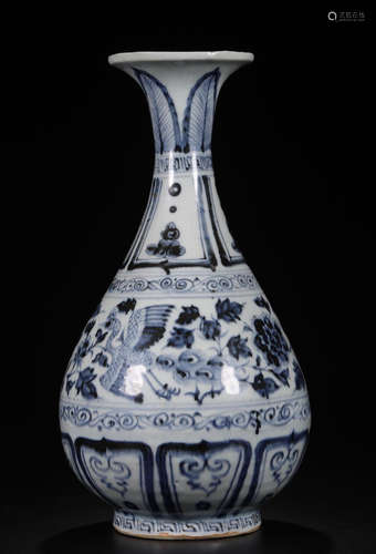 A FLOWER PAINTED BW YUHUCHUNPING VASE