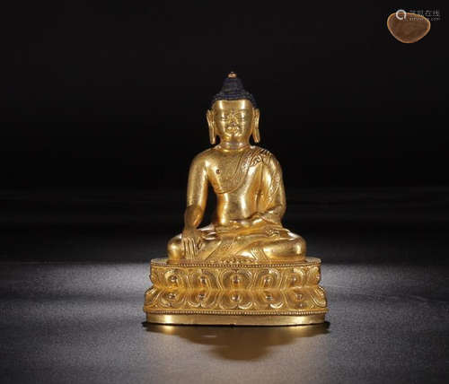 A GILT BRONZE BUDDHA OF SAKYAMMUNI