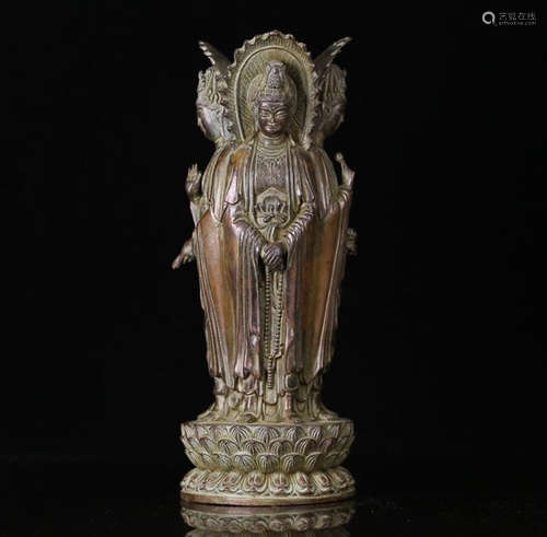 A BRONZE FOUR SIDE GUANYIN ORNAMENT